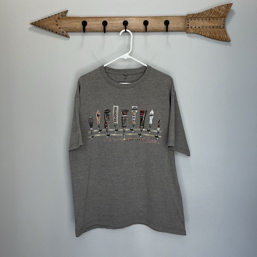 Paradise Shores | Taupe Brown Important Choices Beer Tap Short Sleeve Shirt XL